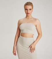 Urban Bliss Off White Ribbed Corset Bandeau